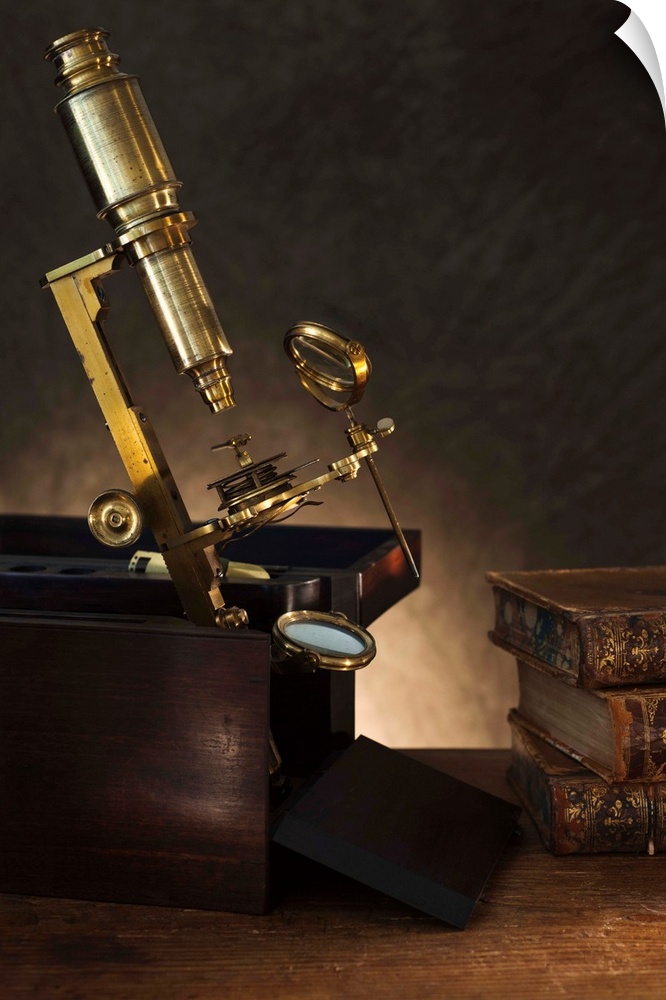 Close up of antique microscope
