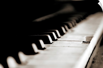 Close up of keys of old piano.