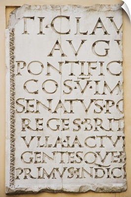 Close up of Latin inscription