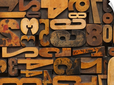 Close up of letterpress with numbers