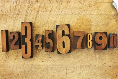 Close up of numbers on letterpress