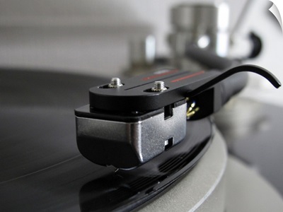 Close up of record player.