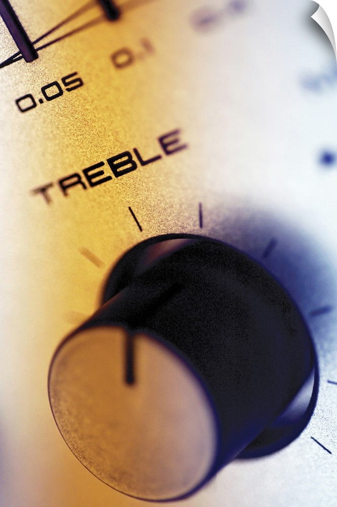 Close-up of treble knob on sound mixer