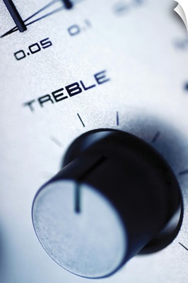 Close up of treble knob on sound mixer