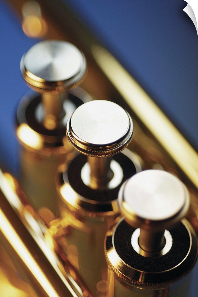 Close-up of trumpet keys