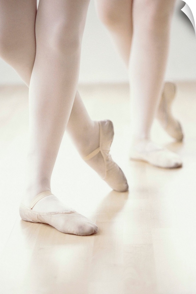 close-up of two ballet dancer's feet