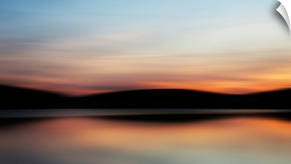 Blurred intentional camera movement effect filter colorful landscape sunset. United Kingdom.