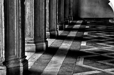 Columns in the interior piazza of the Palazzo Ducale in Venice, Italy.