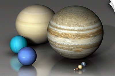 Comparing the eight major planets on the same scale