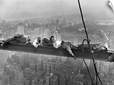 Construction Workers Resting on Steel Beam Above Manhattan