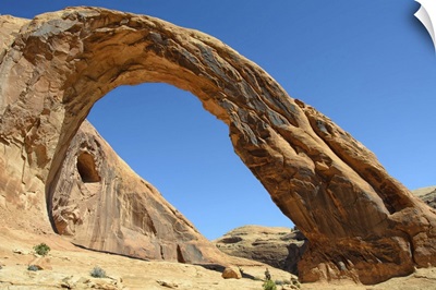 Corona Arch against clear sky in Moab, Utah.