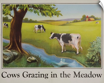 Cows Grazing In The Meadow Poster