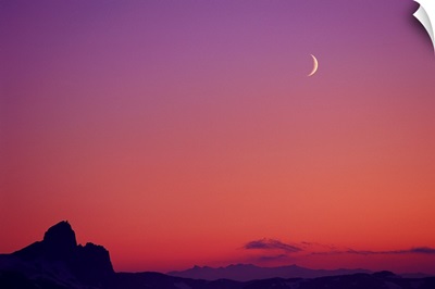 Crescent moon at dusk, Garibaldi Park