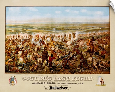 Custer's Last Fight Color Print From Painting