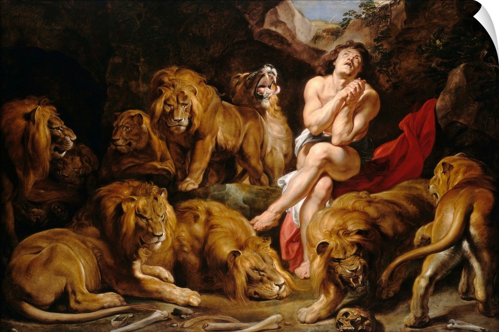 Sir Peter Paul Rubens (Flemish, 1577-1640), Daniel in the Lions' Den, c. 1614-16, oil on canvas, 268 x 374.7 x 15.2 cm (10...