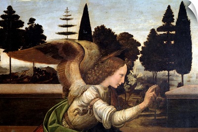 Detail of The Annunciation by Leonardo da Vinci