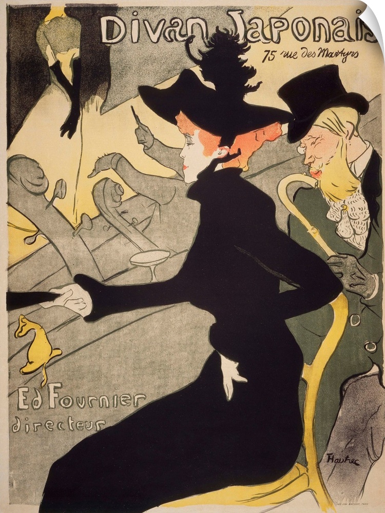 Henri de Toulouse-Lautrec (French, 1864-1901), Divan Japonais, 75 rue Des Martyres, Ed Fournier, directeur, 1893, screen l...