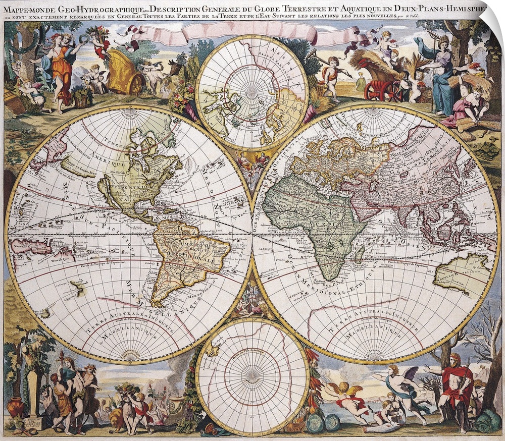 Double Hemisphere Polar Map in the 17th Century