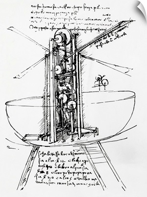 Drawing Of A Manually Driven Flying Machine By Leonardo Da Vinci