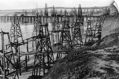 Drilling For Oil Along The Coast Of Summerland, California