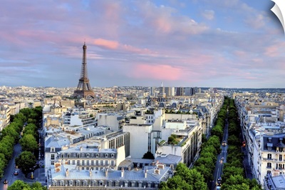 Eiffel Tower at sunset, from Arc de Triomphe.