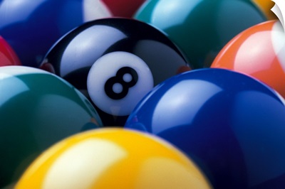 Eight ball among other billiard balls