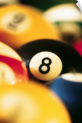 Eight ball amongst other billiard balls