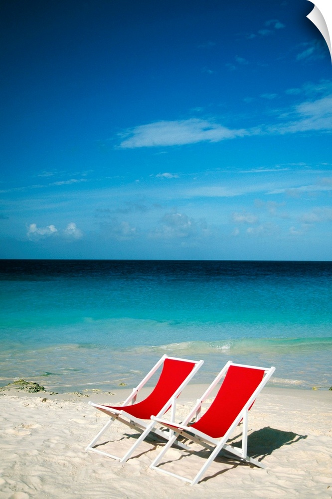 Empty beach chairs, Cancun, Mexico