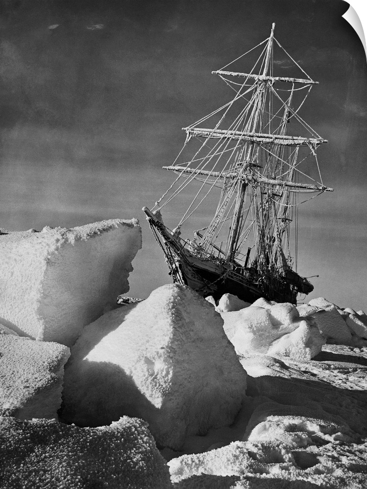 Endurance, the aptly named ship of Ernest Shackleton's last expedition to the Antarctic, is trapped in the ice of the Wedd...