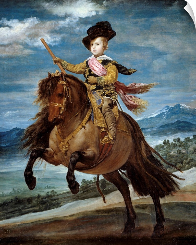 Equestrian portrait of Prince Baltasar Carlos (1629-1646). Painting by Diego Rodriguez de Silva y Velazquez ( or Velasquez...