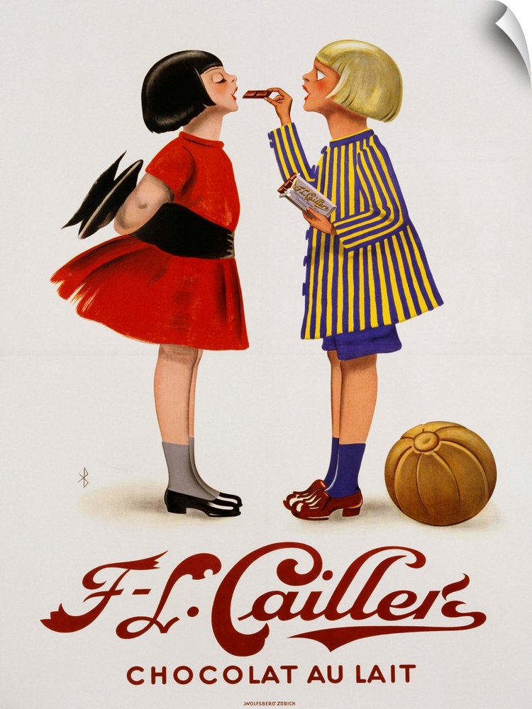 F-L Cailler's Chocolat Au Lait Chocolate Advertisement Poster