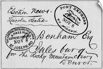 First Letter Carried By Pony Express