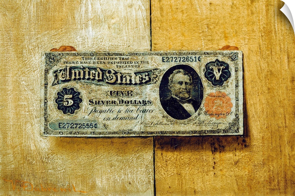 Victor Dubreuil (American, b. 1846), Five Dollar Bill, c. 1885, oil on canvas, Phillips Collection, Washington, D.C.