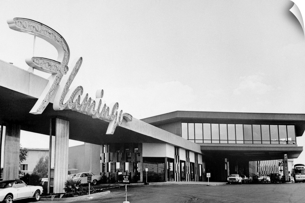 This front view of the Flamingo Hotel on the famed Strip in Las Vegas, Nevada, shows the new million dollar facade and Fla...
