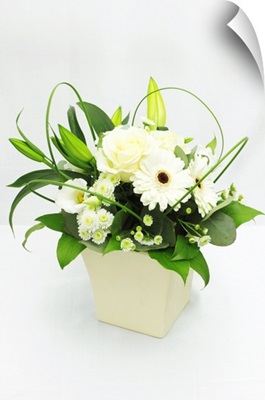 Flower bouquet against white background.