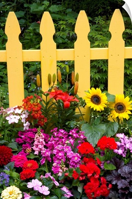Flower Garden And Picket Fence