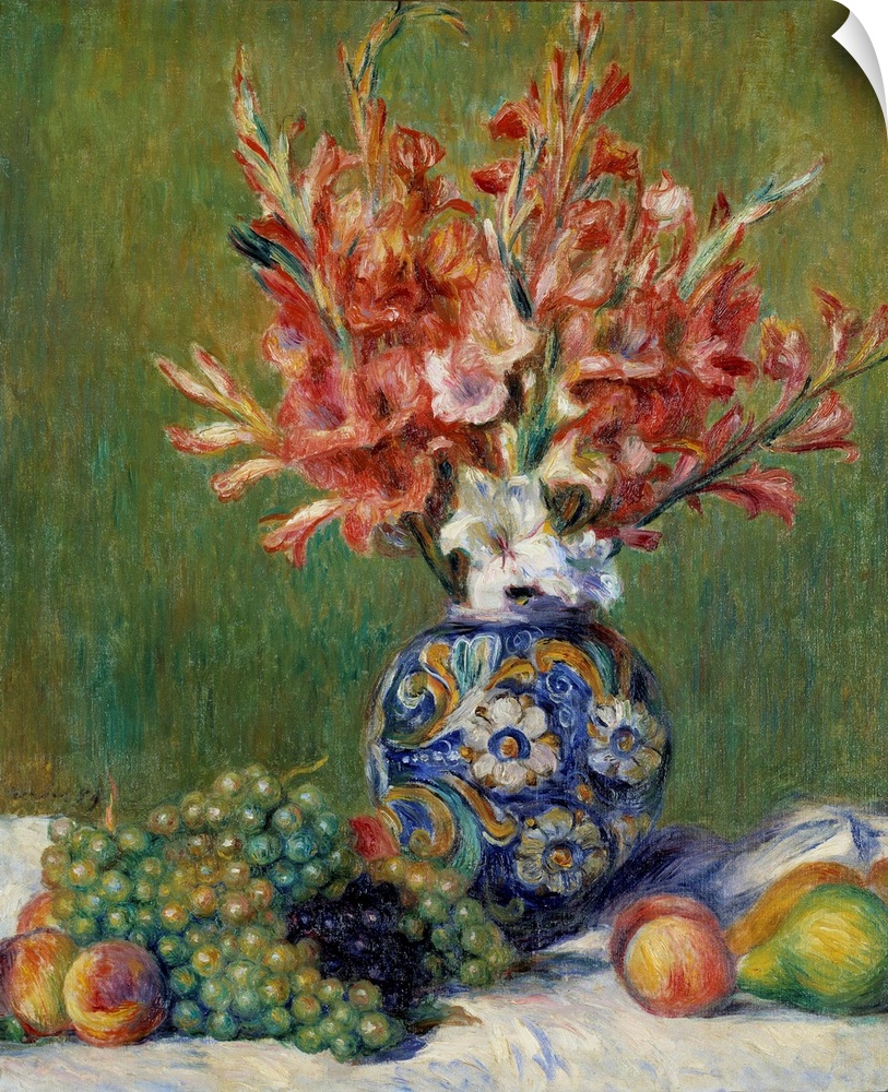 Flowers and Fruits. Still Life. Painting by Pierre Auguste Renoir (1841-1919). 1889. Private collection