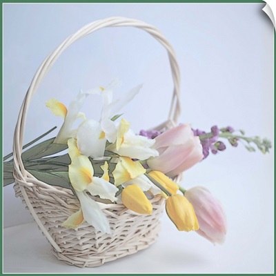 Flowers in basket.