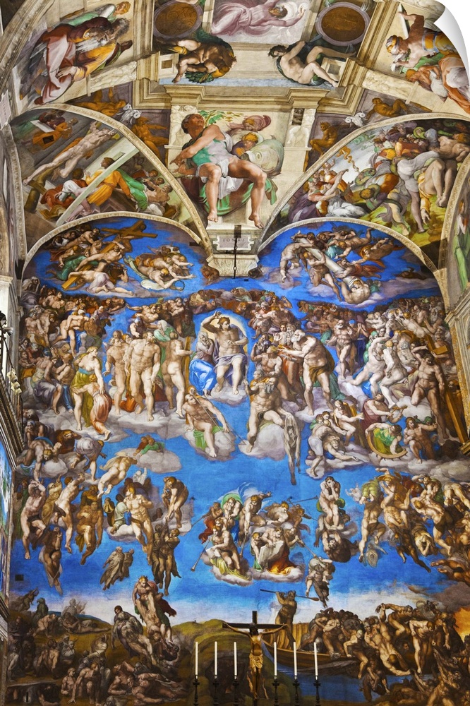 The Last Judgement. Renaissance frescoes by Michelangelo in the Sistine Chapel . Vatican Palace Museums. Vatican City. Rom...
