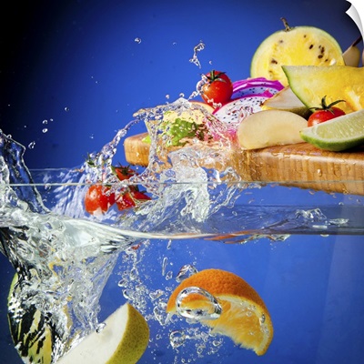 Fruit and water splash