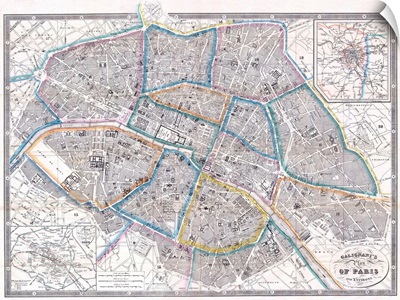 Galignani's Plan Of Paris And Environs By Antonio Galignani