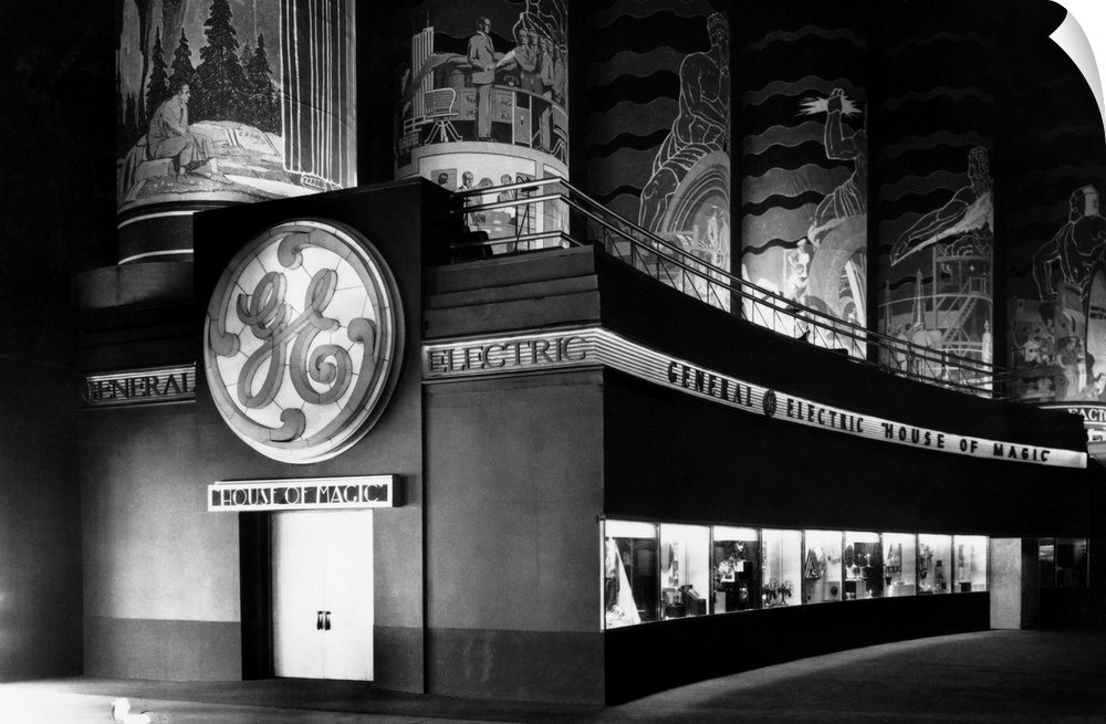 The exterior of General Electric's House of Magic at the Century of Progress Exposition. Visitors to this pavilion can see...