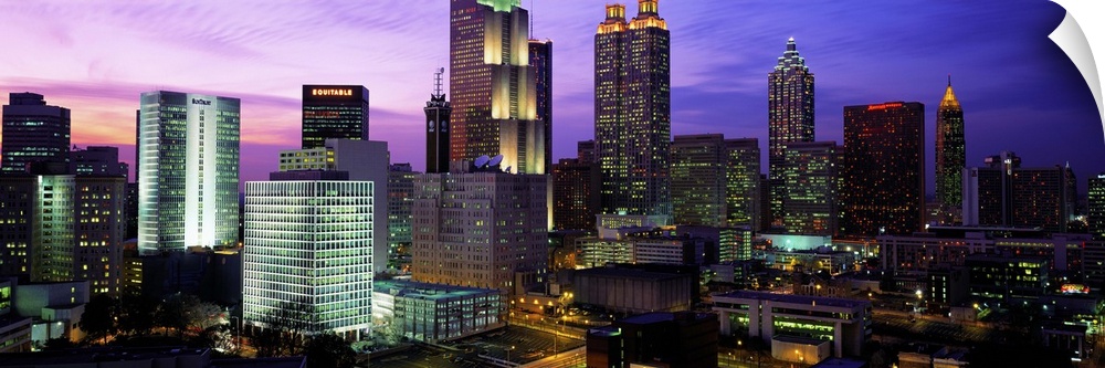 USA, Georgia, Atlanta, skyline at night