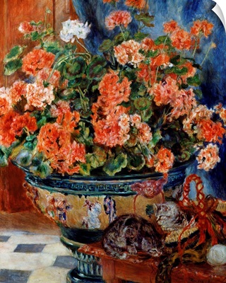 Geraniums And Cats By Pierre-Auguste Renoir