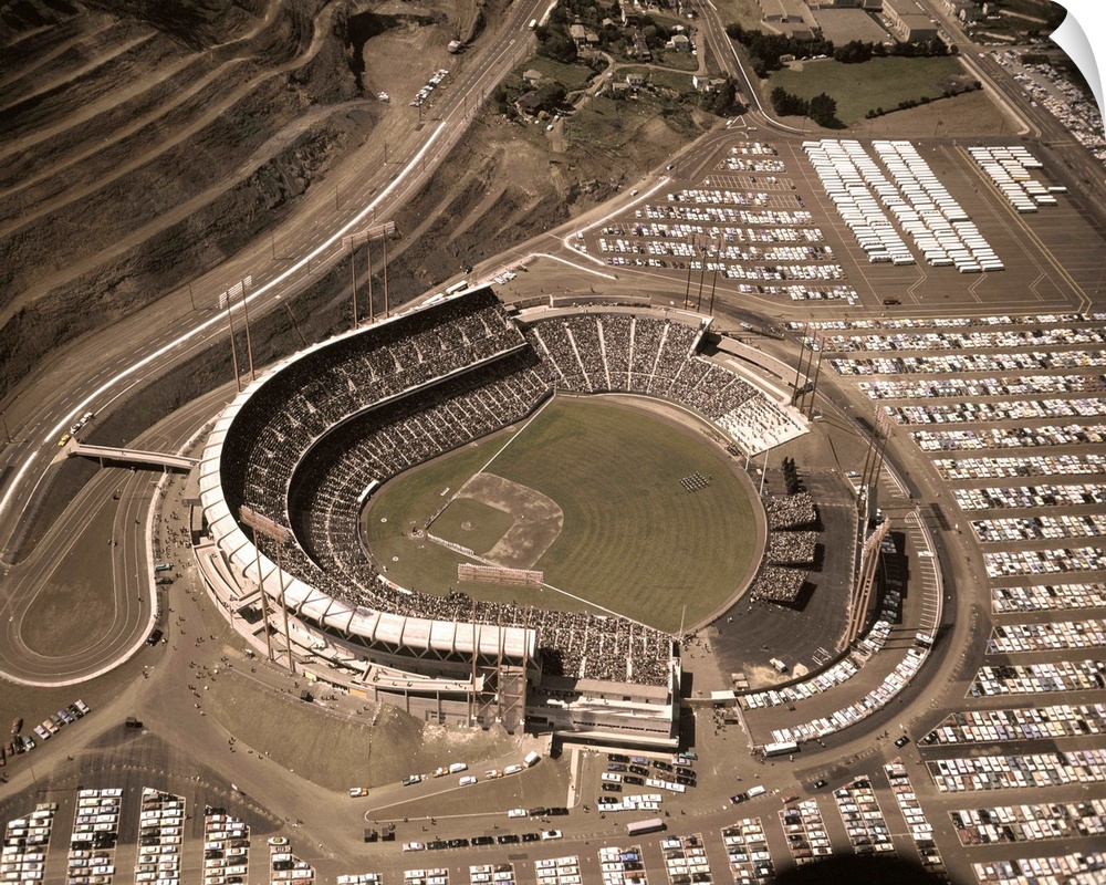 General views and aerial views of Candlestick Park as the San Francisco Giants played their first game in the new ball par...
