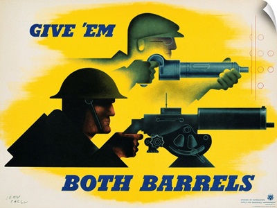 Give 'em Both Barrels Poster By Jean Carlu