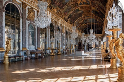 Grande Galerie Or Galerie Des Glaces (The Hall Of Mirrors) In Palace Of Versailles