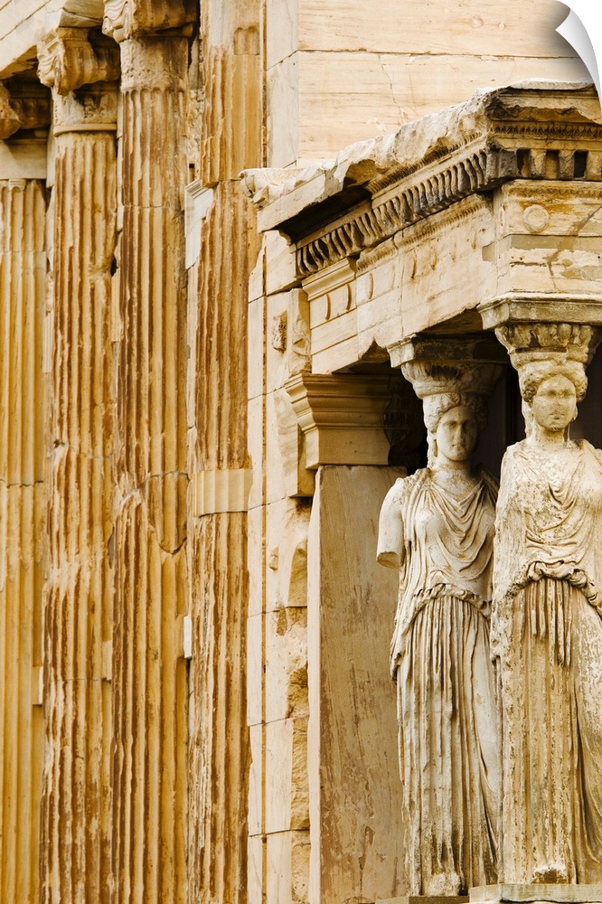 Greece, Athens, Acropolis, Caryatids on Erechtheum