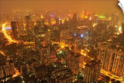 Guangzhou skyline at night.