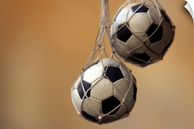 Hanging soccer balls